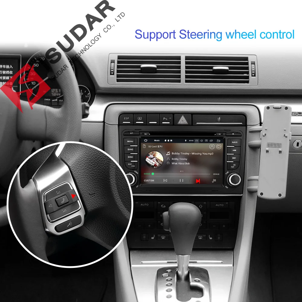  Isudar ROM 64GB 2 Din Auto Radio Android 9 For Audi/A4/S4 2002-2008 GPS Car Multimedia Octa Core RA