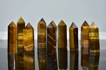 

5pcs Natural quartz crystal tiger stone magic rod point healing