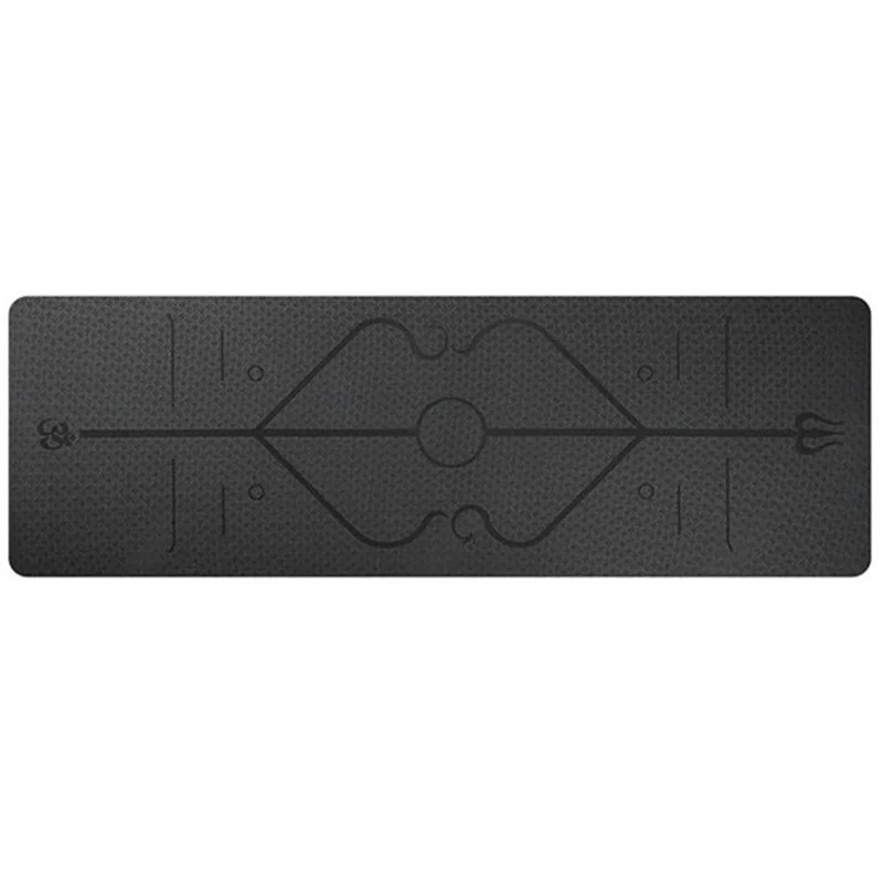 

183 x 61Cm Tpe Anti-Slip Carpet Mat With Body Line 6Mm Multi-Functional Green Yoga Mat Black