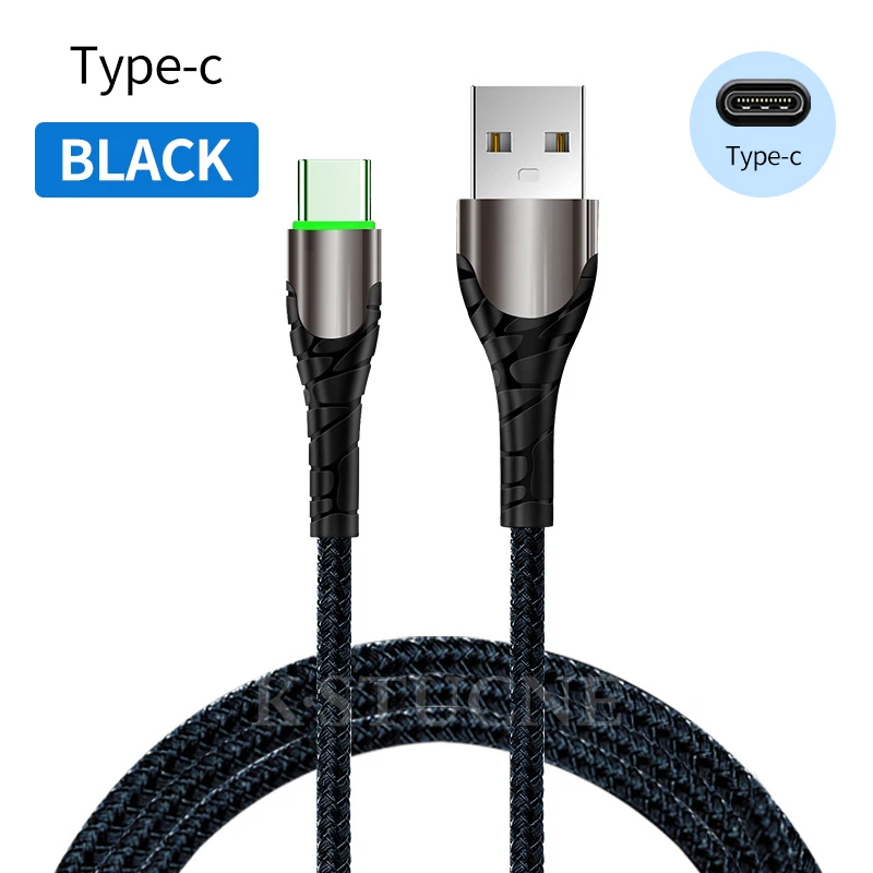Usb type-C кабель для samsung S10 S9 Plus 3.0A Быстрая зарядка type-C зарядный провод для телефона huawei Xiaomi 8 9 светодиодный USB зарядный кабель - Цвет: Синий