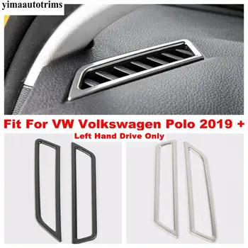 

Dashboard Air Conditioning AC Vent Outlet Cover Trim For VW Volkswagen Polo 2019 2020 Black Brushed / Silver Interior Refit Kit