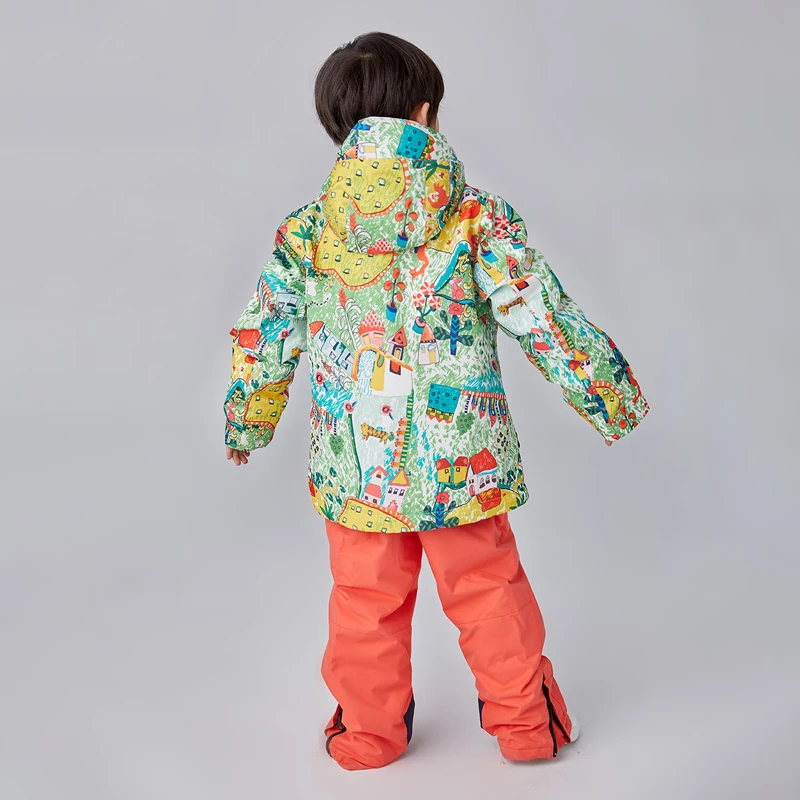 Boys Kids Children Ski Suit Waterproof Ski Jacket Snow Pants Thermal Boys Winter Outdoor Hooded Clothes Costume Set