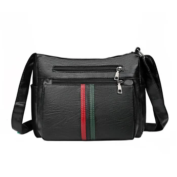 

Fashion Women Leather Shoulder Bag Large Capacity Casual Zipper Messenger Bag Light Wild Simple Female Daily Messenger Bags