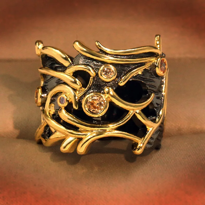 

14K Multi Tone Gold Ring for Women and Men Hiphop Zircom Fine Jewelry for Luxury Zircon Christmas Rock Party Gold Rings Men