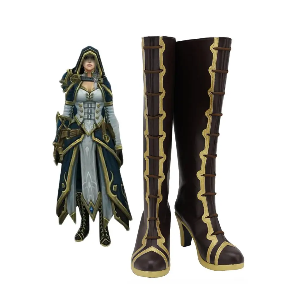 

Вау, обувь Jaina, косплей игры Вау, сапоги Jaina Proudmoore для косплея, кожаные туфли на высоком каблуке, изготовленные на заказ