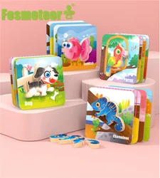 Fosmeteor rompecabezas de madera 3D Montessori para niños, puzles educativos de madera, tablero de agarre manual, juguetes para Aprendizaje Temprano