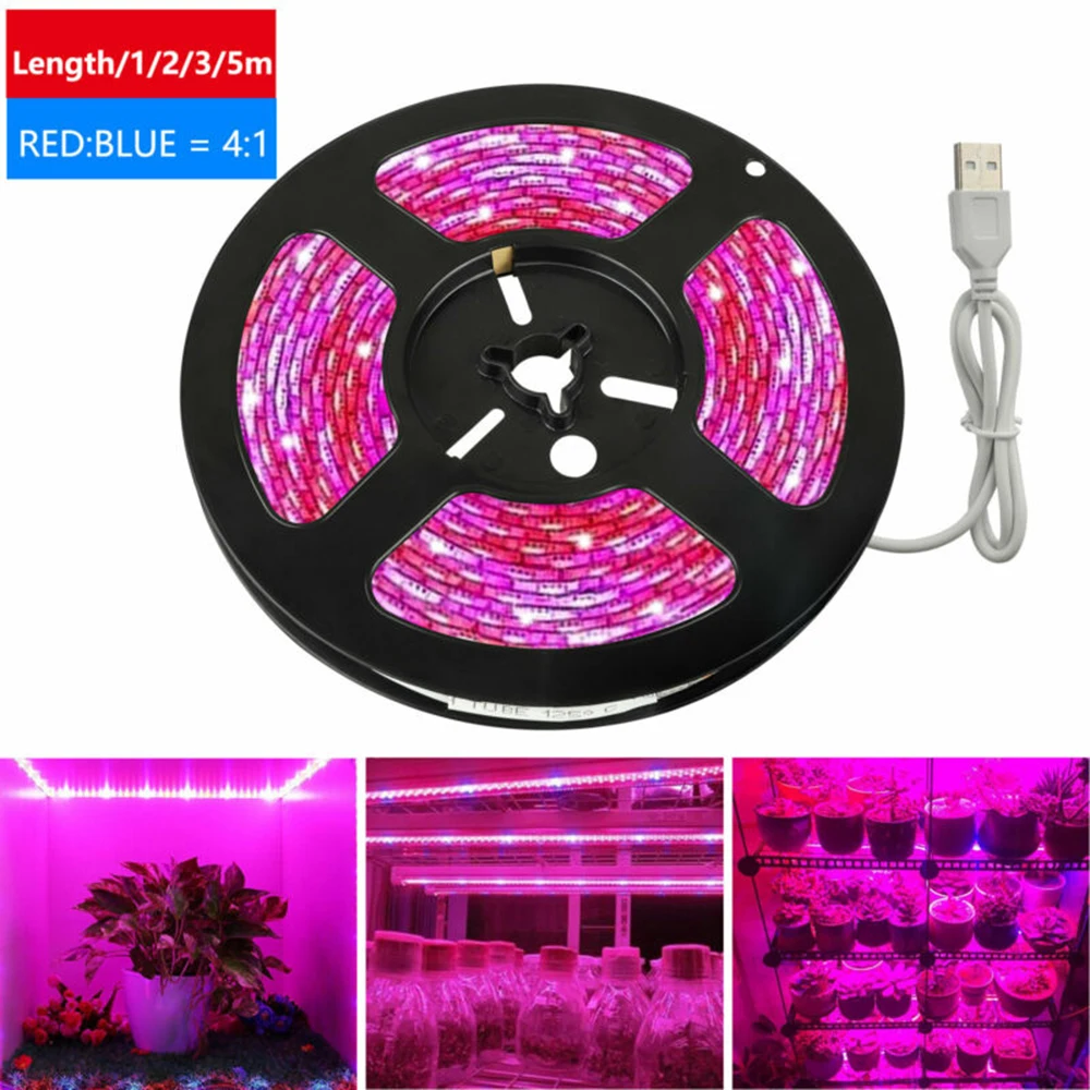 USB SMD 5050 Светодиодный светильник для выращивания растений с полным спектром Veg / DC