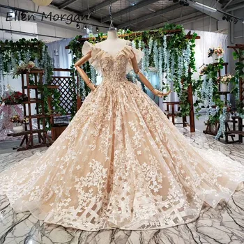 

Saudi Arabian Luxury Backless Wedding Dresses Ball Gowns In Dubai Straps 3D Flwers Beaded Lace Bridal Gown Vestido De Novia 2020