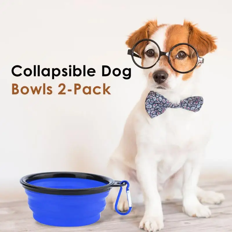 2 шт. Складная миска для домашних животных силиконовая подача воды пищи складные