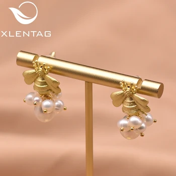 

Xlentag Natural Freshwater Pearl Bee Flower Shape Earrings Ear Needle Part 925 Sterling Silver Handmade Gifts Jewelry Ge0990C