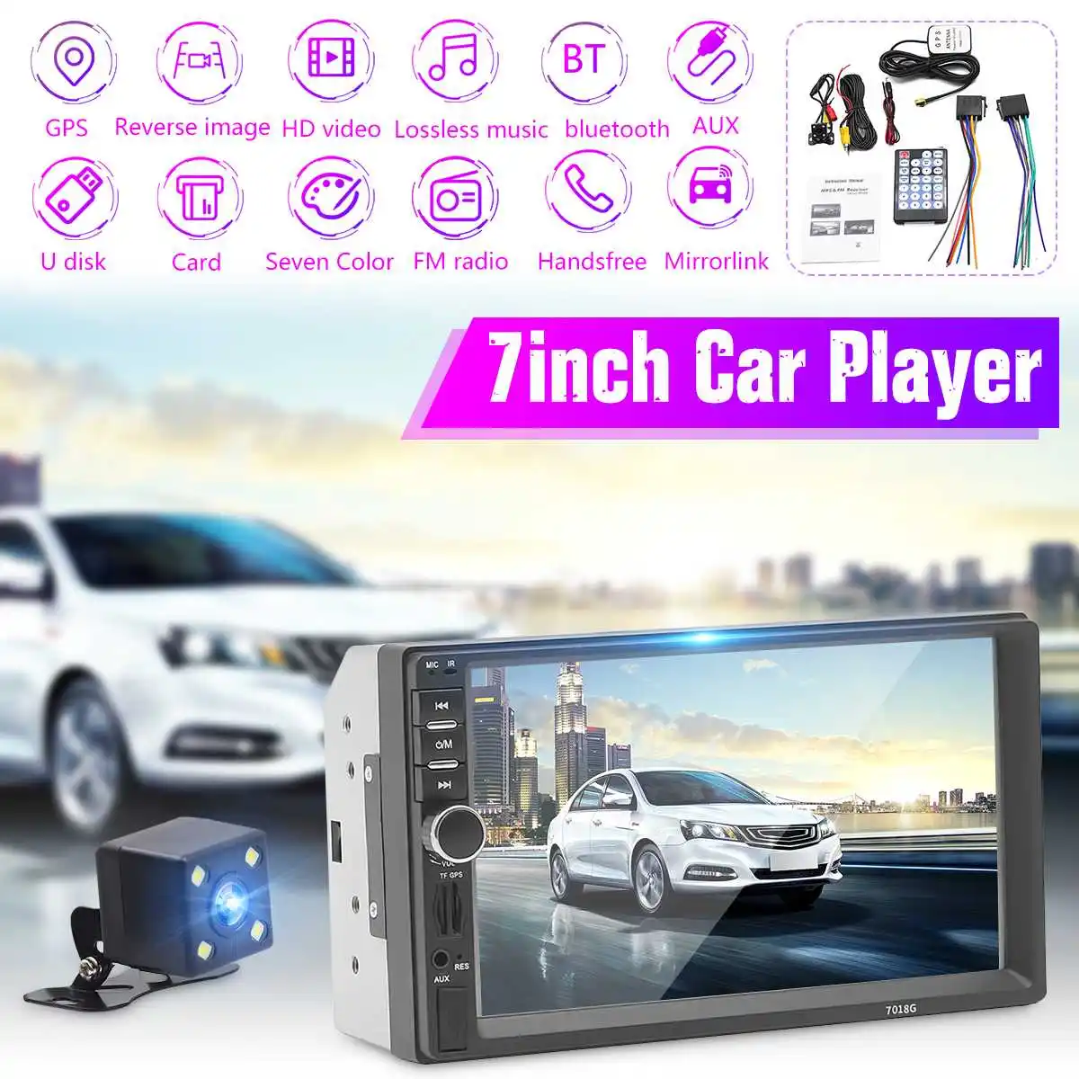 

7" 2 din Android Automobile Car Multimedia MP5 Player Touch Screen Auto Stereo Radio FM GPS bluetooth Rear View Camera Parking