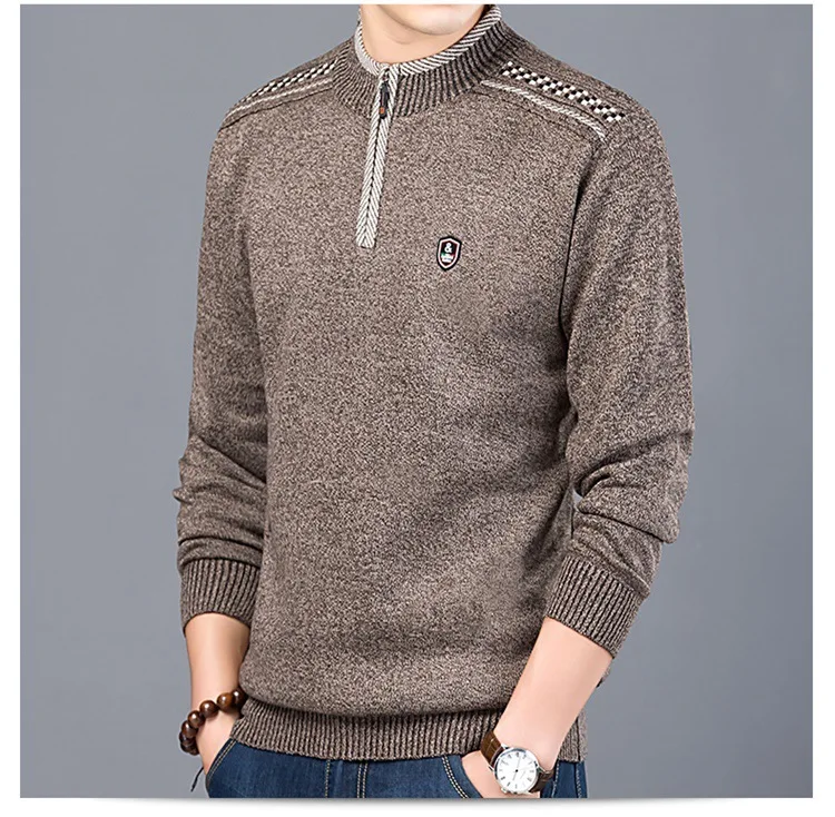 Fdfklak, осенне-зимний мужской свитер, Мужская водолазка среднего возраста, одноцветные Повседневные свитера, облегающие брендовые вязаные пуловеры