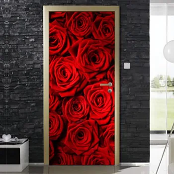 

DIY Renovation Mural Waterproof Red Rose Wallpaper Prints Decor Sticker Self Adhesive Bedroom Door Art Picture New Home Design