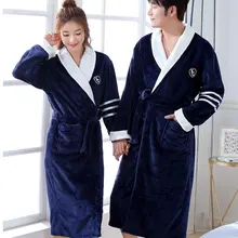 Утолщенный теплый фланелевый Халат для пары, зимний халат с длинным рукавом, сексуальный халат с v-образным вырезом для женщин и мужчин, ночная рубашка, домашняя одежда для сна