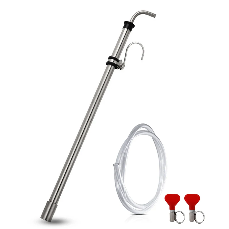 Brewing Auto Siphon, Stainless Steel Siphon Racking Cane with Carboy Clip, Homebrewer Easily Faster Transfer Wort from Container