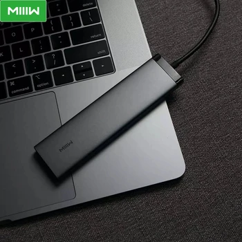 

MIIIW 7 In 1 USB-C Hub Docking Station Adapter PC Typ-C Converter 3 USB3.0 Ports HDMI 4K Display 100W Output Support SD TF Card