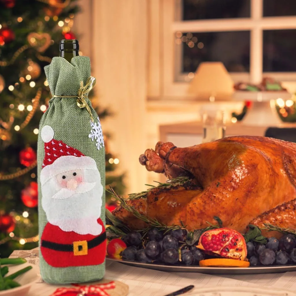 Merry Christmas Santa Wine чехол для бутылки Xmas Festival вечерние Чехлы для бутылки шампанского Merry christmas party Decoration Storage