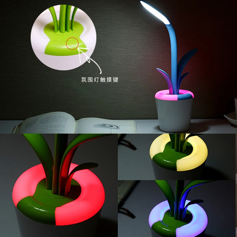 Lâmpada de Mesa Multifuncional Leitura Cabeceira Night Light Toque Usb Recarregável Pode Ser Escurecido Colorido Deco Flor Lâmpada Estudo Escritório Led 3 Multifuncional lâmpada de mesa leitura cabeceira led