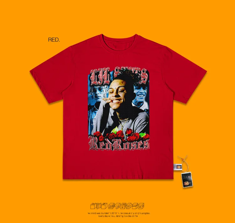 Хип-хоп рэп хип-хоп певец Lil Skies плакат красивый волна Ins короткий рукав Футболка для мужчин и женщин