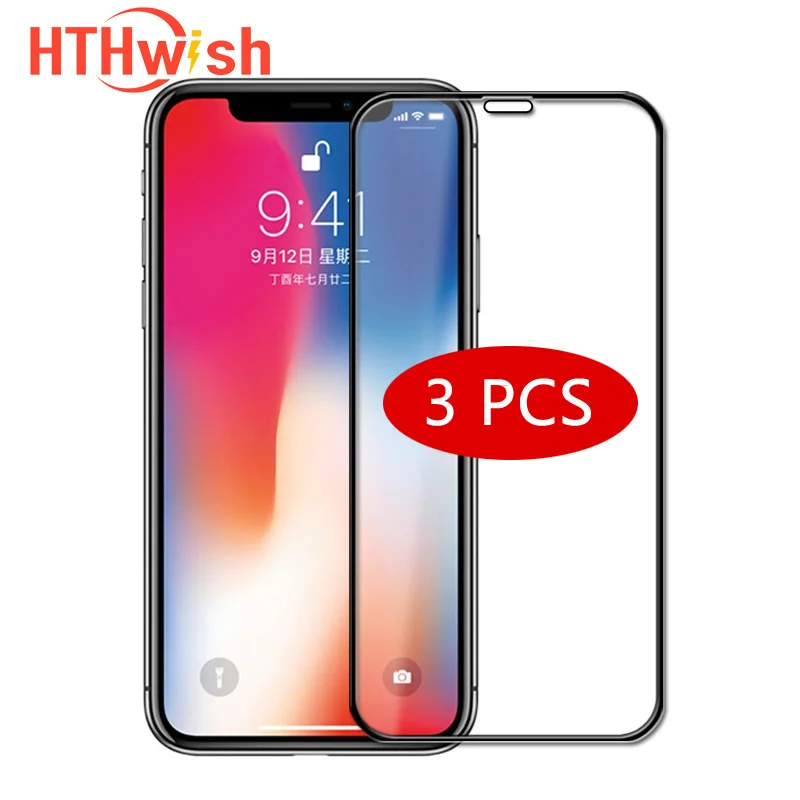 Пленка из закаленного стекла для iPhone X 11 Pro 9D 3 шт. | Мобильные телефоны и аксессуары