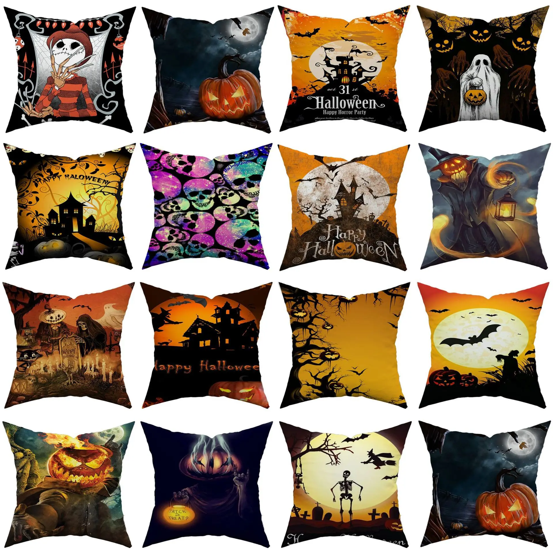 

2019 New Explosion models spider web pillow Halloween Halloween digital print pumpkin hug pillowcase