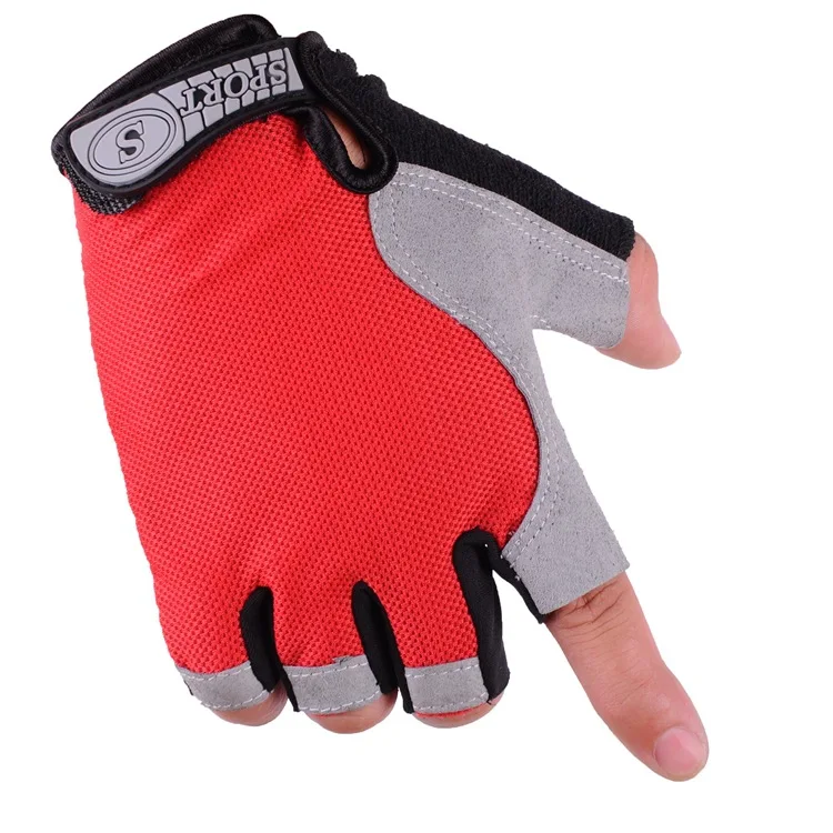 Мужские перчатки на открытом воздухе, мягкие тканевые дышащие нескользящие спортивные перчатки для занятий тяжелой атлетикой, спортивные перчатки для спортзала, тренажерного зала - Цвет: Красный