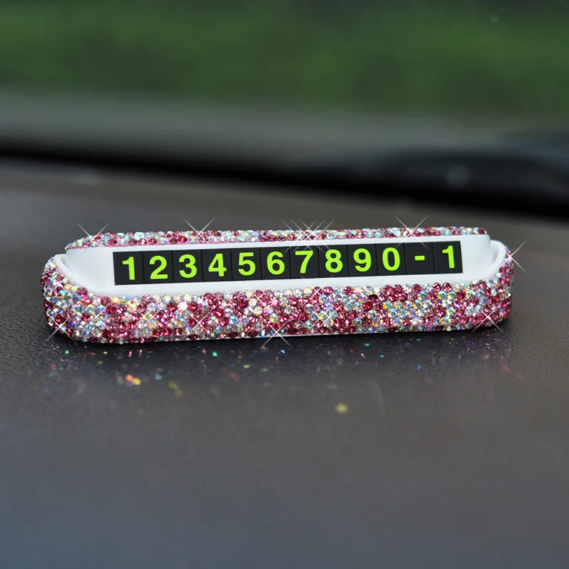Алмазная кристаллическая Скрытая карта автомобильной временной парковки номерная карта номерная пластина телефон номерная карта Стразы наклейки для автомобиля