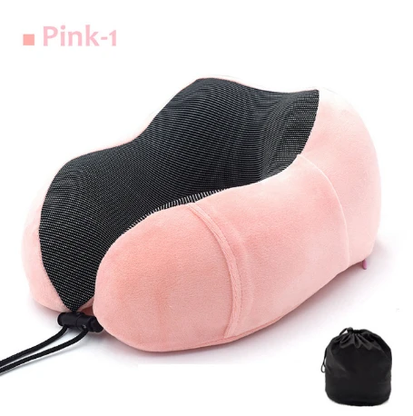 Pink Подушка для путешествий с эффектом памяти, подушка для шеи и шеи, подушка для самолета, автомобиля, офиса, подушки для сна, u-образная подушка для головы, подушка для поддержки подбородка - Цвет: Pink