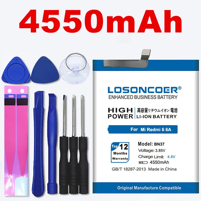 100% Оригинальный аккумулятор LOSONCOER 4550 мАч BN37 для Xiaomi Mi Redmi6 Redmi 6 6A Redmi6A Redrice мобильный