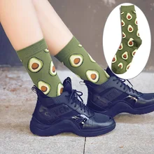 Модные высокие Чулочно-носочные изделия в стиле унисекс; женские носки с объемными фруктами; забавные мягкие хлопковые носки в стиле Харадзюку с изображением авокадо и яблока