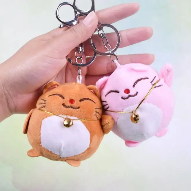 Cute Cat Plush Doll Toys Stuffed Animal Bolster Key chain Keyring Random 