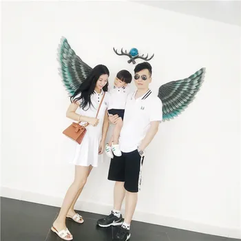 

Parents and children's baby summer 2020 new white three pack mother daughter short sleeve t-dress trend