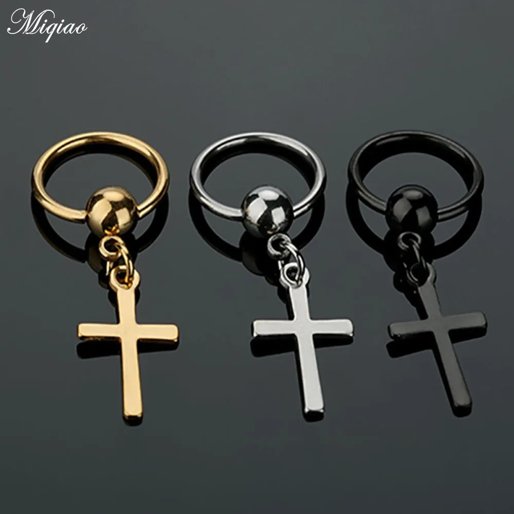

Miqiao 1 Pcs Stainless Steel Card Ball Piercing Cross Earrings Earrings Men and Women Earrings New Hot Sale