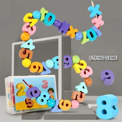 Accessoires de fabrication de bijoux pour enfants, 26 pièces, jeu de perles en bois, bloc de chiffres, jouet en bois, cadeau éducatif pour filles 