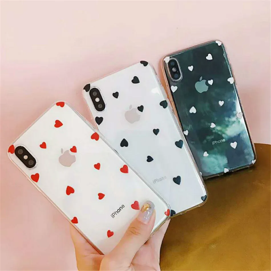 Lovebay Love Heart для iPhone 6, 6 s, 7, 8 Plus, X, XR, XS Max, 11 Pro, Max, 5, 5S, SE, чехол для телефона с волнистыми точками, прозрачный мягкий ТПУ для iPhone X