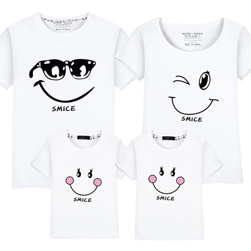 

Short Sleeves T-shirt Lovely Family Matching Outfits Mom Daughter Parent-child Love Clothes Tops Sweet Family Matching Outfits
