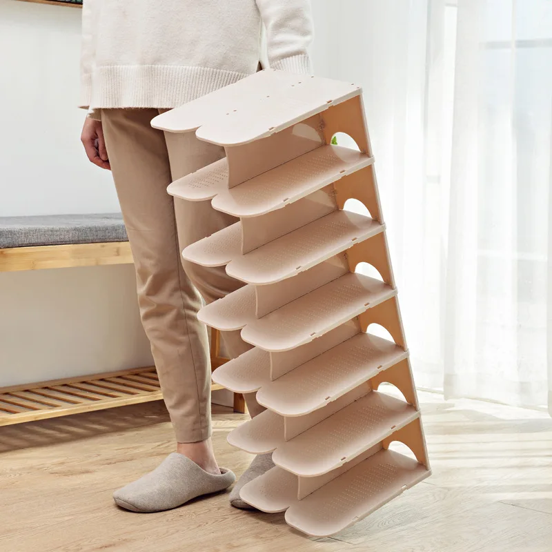 6 слойная открытая Штабелируемая пластиковая стойка для обуви DIY дома