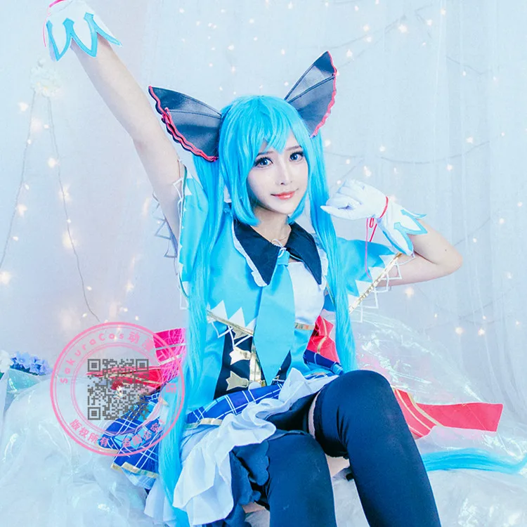 Vocaloid/карнавальный костюм для девочек; платье для 10-летия Мику; карнавальный костюм;