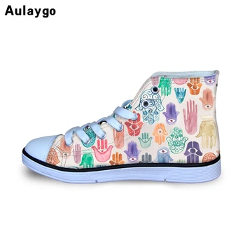 

Aulaygo Children Canvas Shoes Hamsa Hand Pattern Flats Boys Girl's Sport Shoe Tennis Comfortbale Kids Autumn Summer Sneakers New