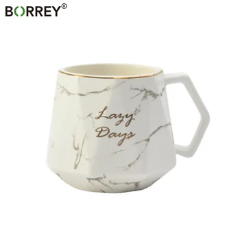 

BORREY Europe Milk Coffee Mugs Creative Ceramic Mug Cup Office Tea Coffee Cup Marble Gold Mug Breakfast Milk Cup Lover's Gifts