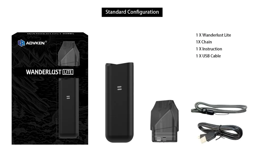 Electronic Cigarette ADVKEN Lite pod vape pen kit 2ml Capacity 1.2ohm ceramic Coil atomizer 1000mAh battery VS minift W01 VAPE (6)