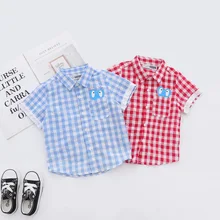 Katofely2019 лето стиль BOY'S Boutique детская клетчатая рубашка с принтом Чистый хлопок короткий рукав