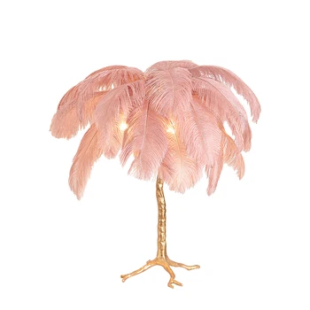 

Jimlite Lighting The Ostrich Feather Lamp Light Modern Copper Living Room Hotel Removable Lamp body table lamp