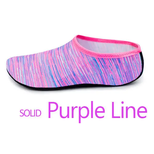 Мужская и Женская водонепроницаемая обувь для плавания с принтом носков; цветные летние пляжные кроссовки; носки; тапочки для мужчин и женщин - Цвет: Purple lines sock