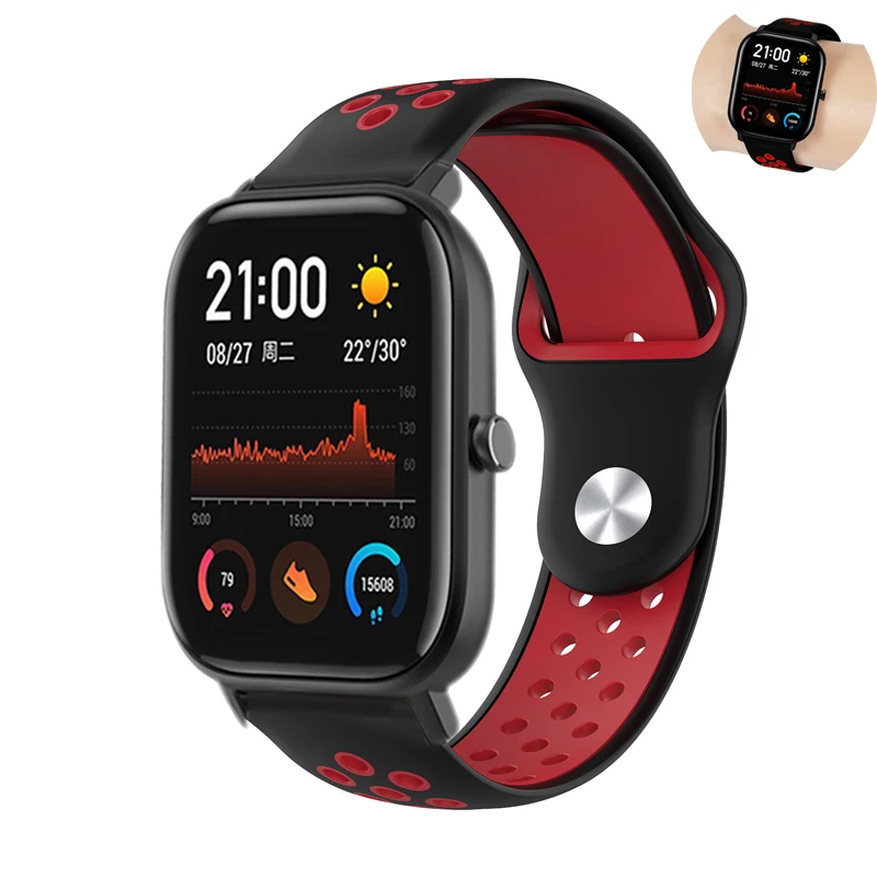 Спортивный ремешок для huami Amazfit gts/GTR 47 мм/42 мм/BIP lite/1/2/2S 20 мм/22 мм дышащий браслет