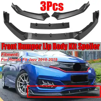 

Carbon Fiber Look / Black Car Front Bumper Splitter Lip Body Kit Spoiler Diffuser Guard For Honda For Fit For Jazz 2018-2019