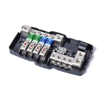 

Multi-functional LED Car o Stereo ANL Fuse Holder Distribution 0/4ga 4 Way Fuses Box Block 30A 60A 80Amp