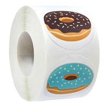 

500 Stickers Per Roll Stylish Donut Stickers Delicious Looking 8 Designs Handmade White Labels Stickers For Cake Bread Baking