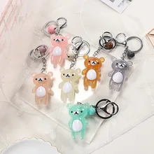 Cartoon Bear Doll Bell Keychain Accessories Creative Car Bag Key Chain Pendant Couples Hanging Decoration