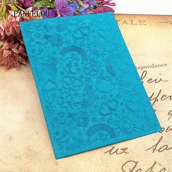 

PANFELOU 12.6x17.8 Rainbow sun Embossing folders Plastic For Scrapbooking DIY Template Fondant Cake Photo Album Card Making